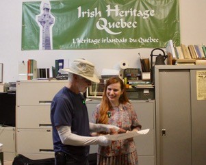 Joe Lonergan and Samara O’Groman at the Irish Heritage Quebec Office. Photo credit: CIMPN-RCPMI