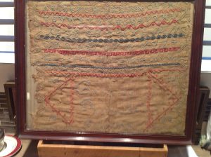 Catherine Phelan's 1853 School Sampler – Donated to Histoire et Archives Laurentides Museum by the Kelley O’Rourke who received it from Colleen Pearce.